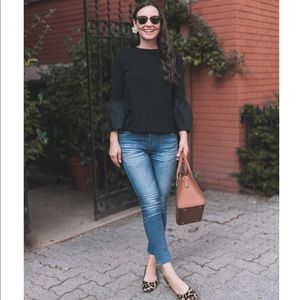 JCrew black bell sleeved T shirt size M